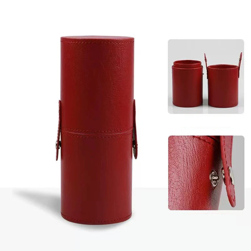 Portable PU Leather Makeup Brush Holder Case – Waterproof Travel Makeup Brush Organizer