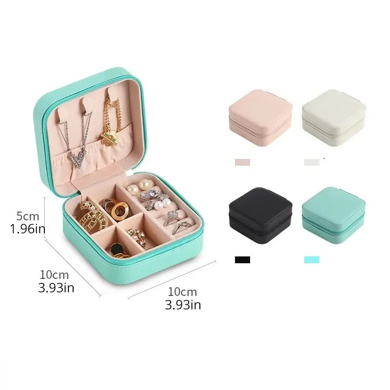 Mini Jewelry Storage Box – Portable PU Leather Travel Organizer for Rings, Earrings & Necklaces