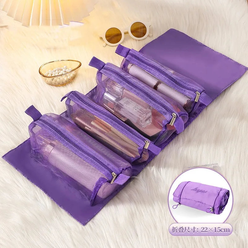 Portable 4-in-1 Makeup Organizer Bag | Foldable Cosmetic & Toiletry Storage