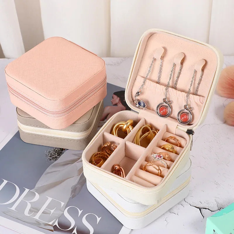 Mini Jewelry Storage Box – Portable PU Leather Travel Organizer for Rings, Earrings & Necklaces