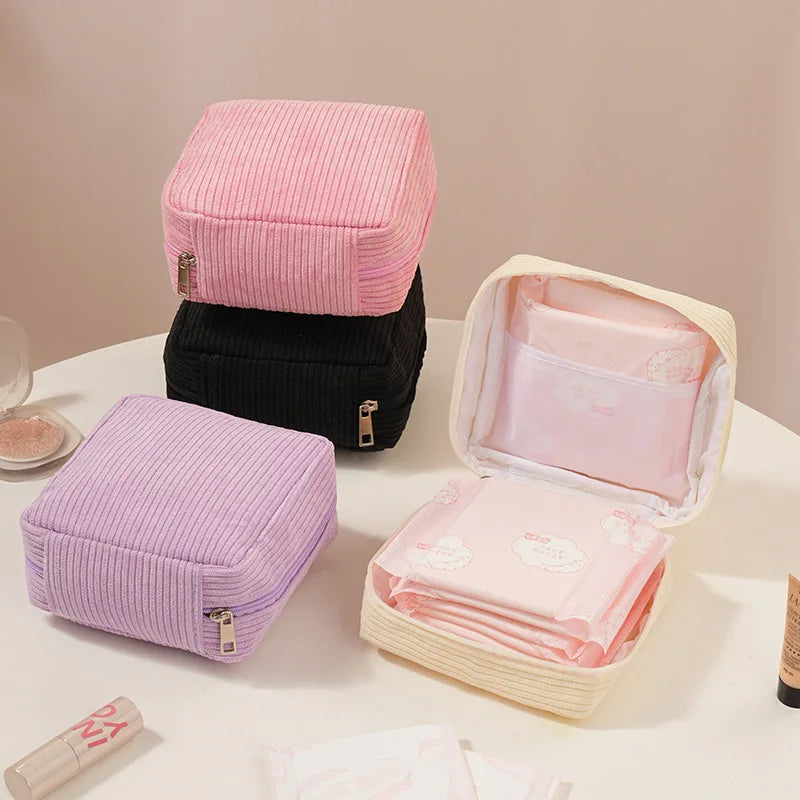 Portable Mini Makeup & Sanitary Napkin Organizer Bag – Travel Storage Pouch