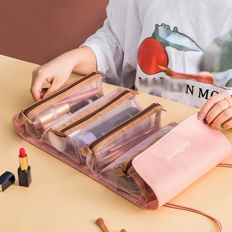 Portable 4-in-1 Makeup Organizer Bag | Foldable Cosmetic & Toiletry Storage