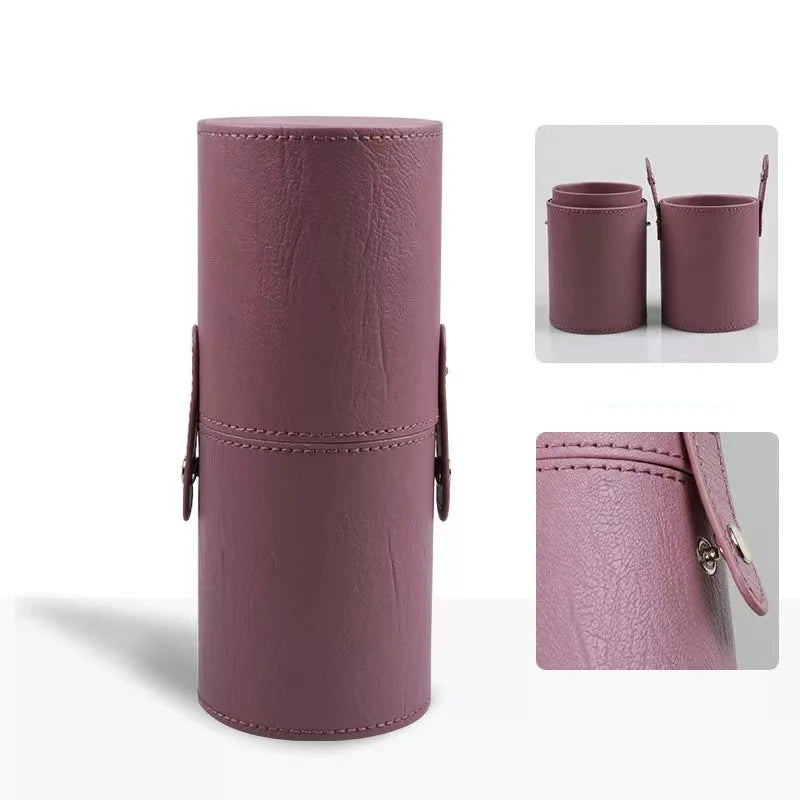 Portable PU Leather Makeup Brush Holder Case – Waterproof Travel Makeup Brush Organizer