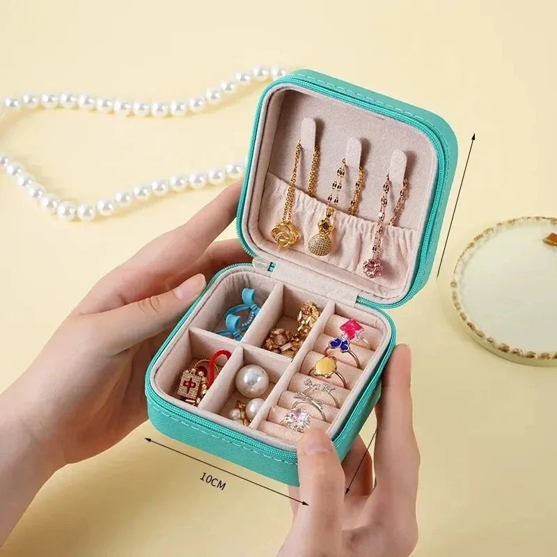 Mini Jewelry Storage Box – Portable PU Leather Travel Organizer for Rings, Earrings & Necklaces