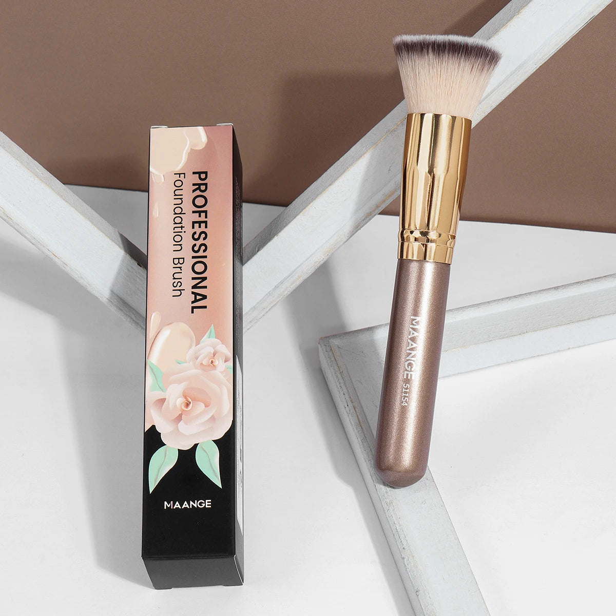 Maange Professional Foundation Makeup Brush with Storage Box | Soft Dense Bristles
