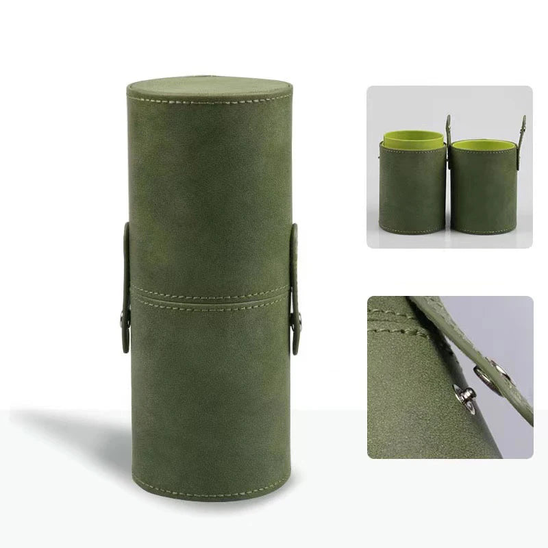 Portable PU Leather Makeup Brush Holder Case – Waterproof Travel Makeup Brush Organizer
