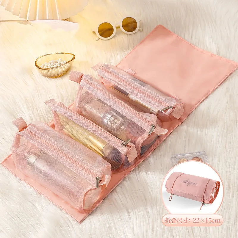 Portable 4-in-1 Makeup Organizer Bag | Foldable Cosmetic & Toiletry Storage