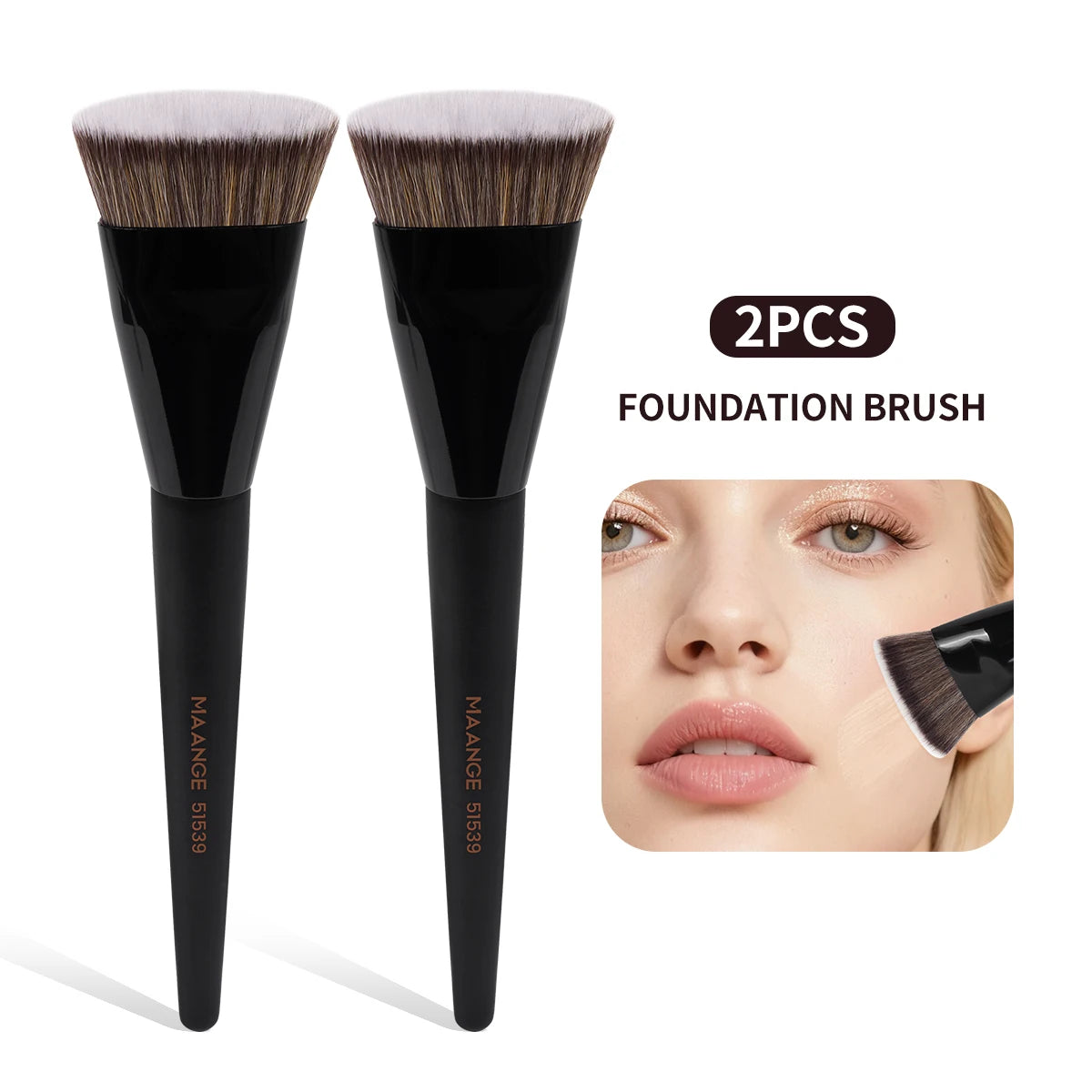 Maange Flat Top Kabuki Foundation Brush with Storage Box | Soft Synthetic Bristles
