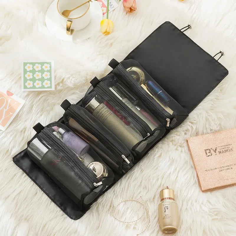 Portable 4-in-1 Makeup Organizer Bag | Foldable Cosmetic & Toiletry Storage