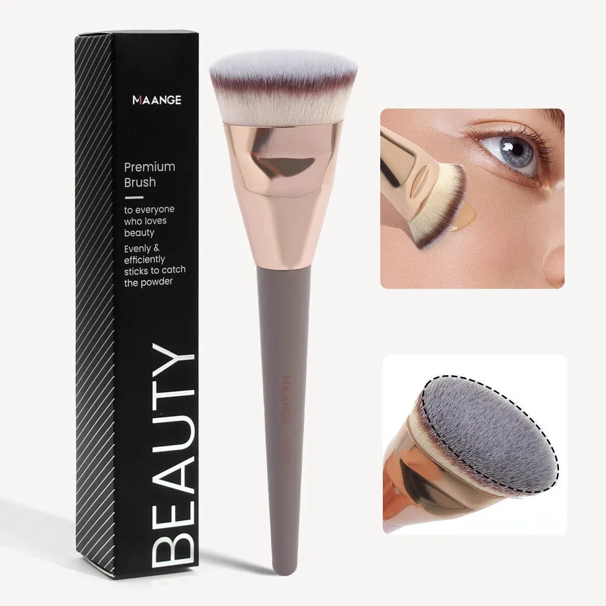 Maange Flat Top Kabuki Foundation Brush with Storage Box | Soft Synthetic Bristles
