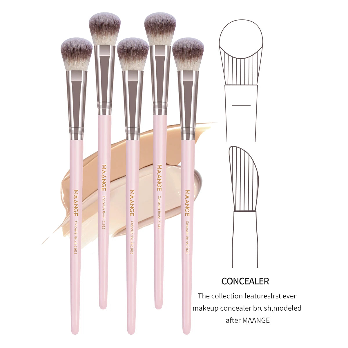 Maange 5-Piece Makeup Brush Set for Foundation, Concealer, Blush & Powder