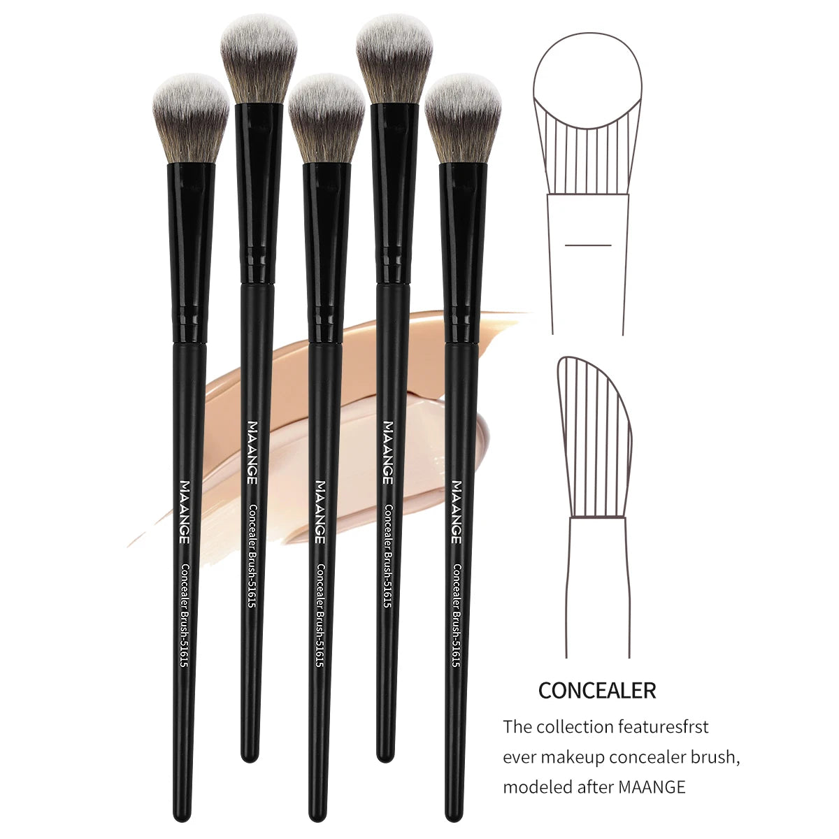 Maange 5-Piece Makeup Brush Set for Foundation, Concealer, Blush & Powder