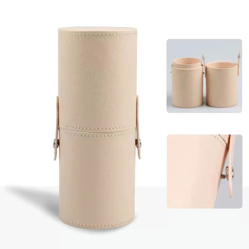 Portable PU Leather Makeup Brush Holder Case – Waterproof Travel Makeup Brush Organizer