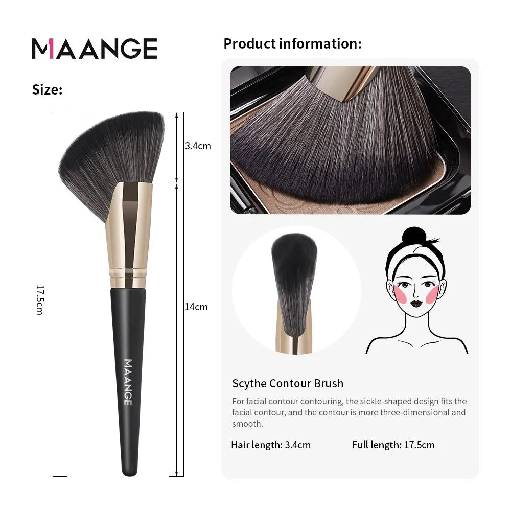 Maange Angled Blush & Bronzer Makeup Brush | Dense Soft Contour Brush