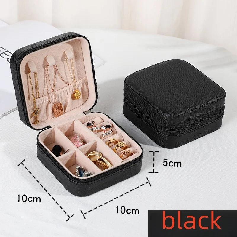Mini Jewelry Storage Box – Portable PU Leather Travel Organizer for Rings, Earrings & Necklaces