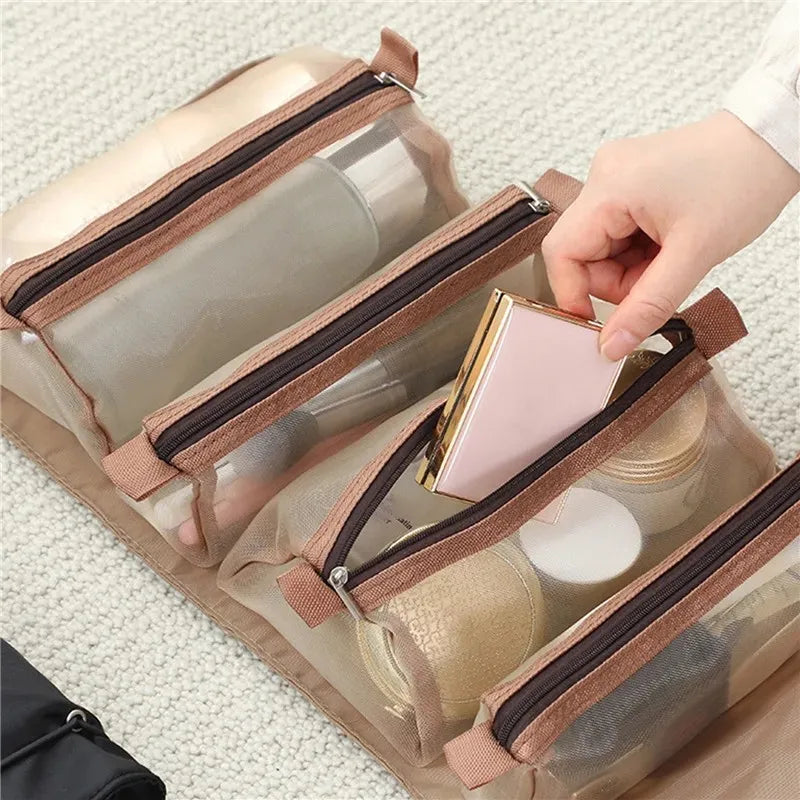 Portable 4-in-1 Makeup Organizer Bag | Foldable Cosmetic & Toiletry Storage