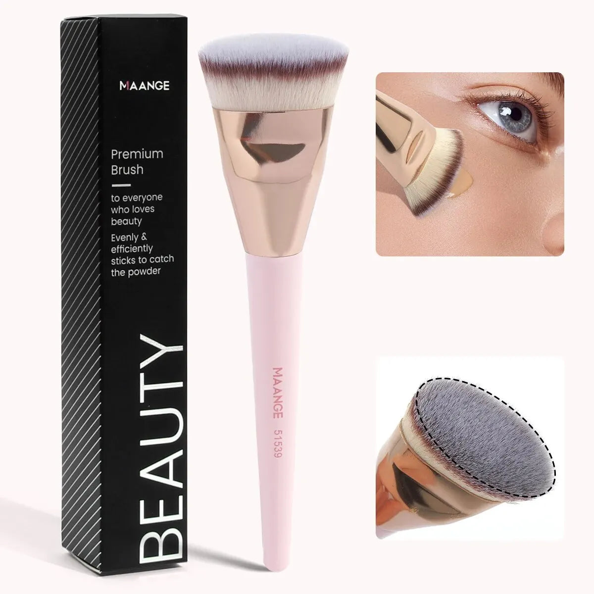 Maange Flat Top Kabuki Foundation Brush with Storage Box | Soft Synthetic Bristles
