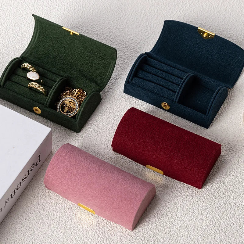 Arched Portable Jewelry Storage Box – Velvet Travel Jewelry Organizer Case