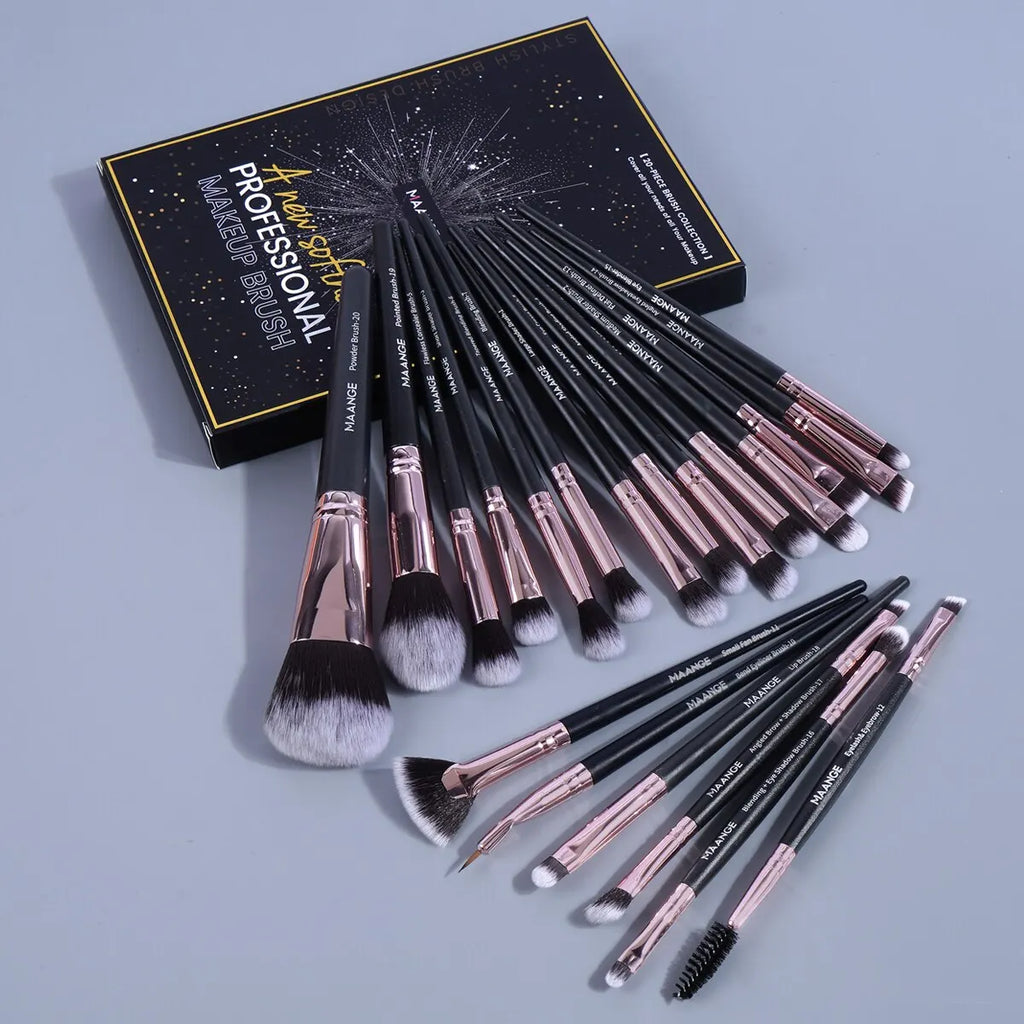 MAANGE 20-Piece Professional Makeup Brush Set with Storage Box
