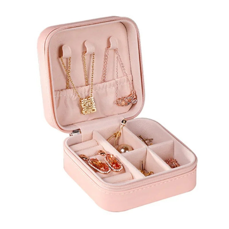 Mini Jewelry Storage Box – Portable PU Leather Travel Organizer for Rings, Earrings & Necklaces
