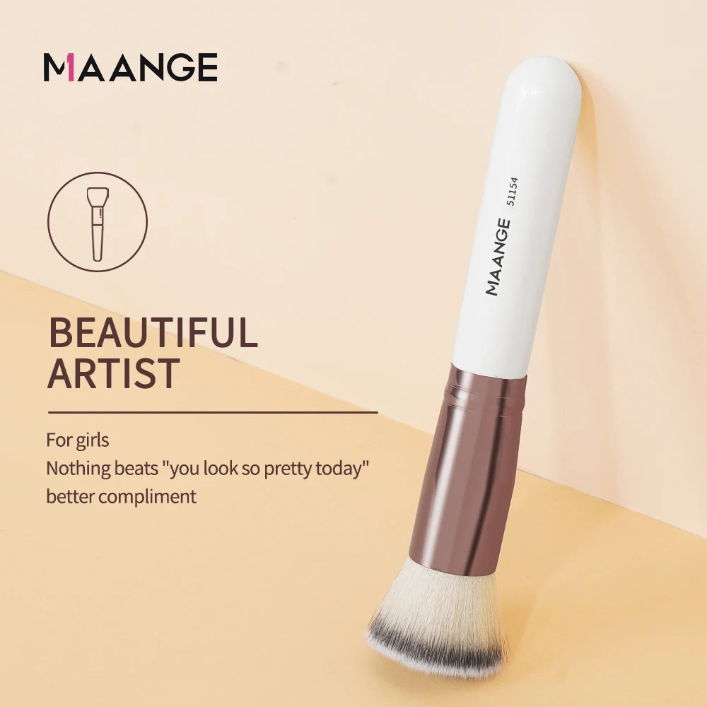 Maange Professional Foundation Makeup Brush with Storage Box | Soft Dense Bristles