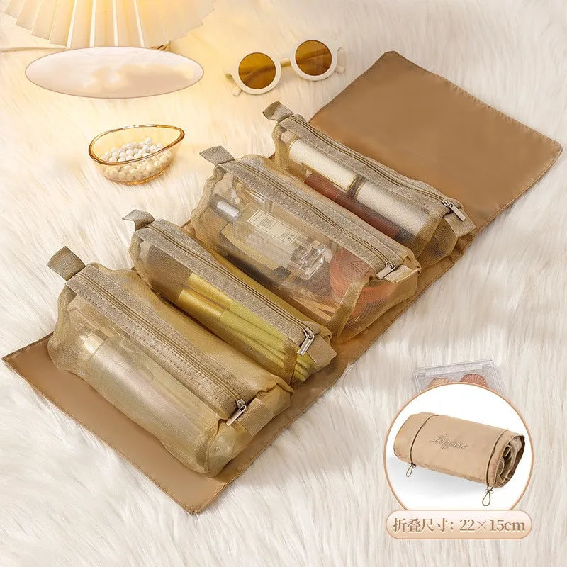 Portable 4-in-1 Makeup Organizer Bag | Foldable Cosmetic & Toiletry Storage