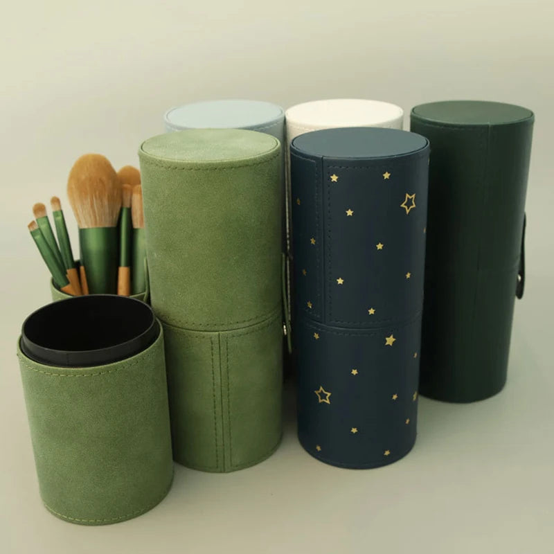Portable PU Leather Makeup Brush Holder Case – Waterproof Travel Makeup Brush Organizer