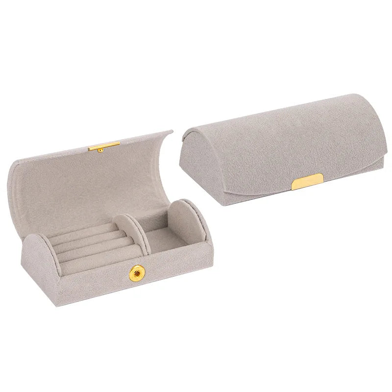 Arched Portable Jewelry Storage Box – Velvet Travel Jewelry Organizer Case