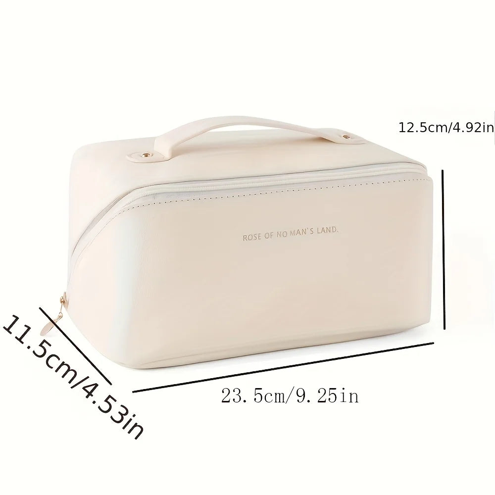 Makeup Organizer Bag – PU Leather Travel Cosmetic & Toiletry Storage Case with Zipper for Women