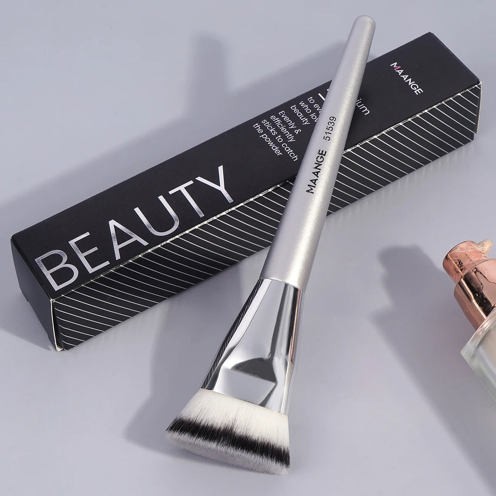 Maange Flat Top Kabuki Foundation Brush with Storage Box | Soft Synthetic Bristles
