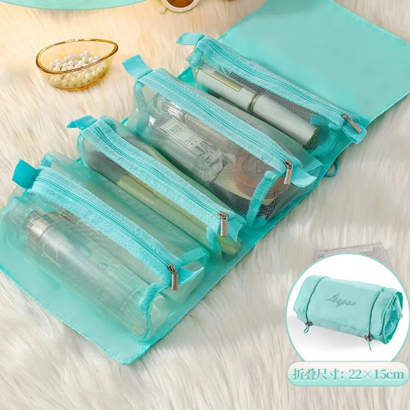Portable 4-in-1 Makeup Organizer Bag | Foldable Cosmetic & Toiletry Storage