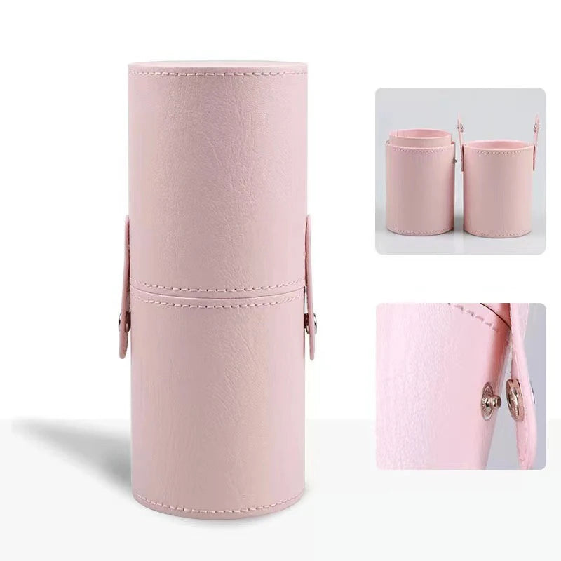 Portable PU Leather Makeup Brush Holder Case – Waterproof Travel Makeup Brush Organizer