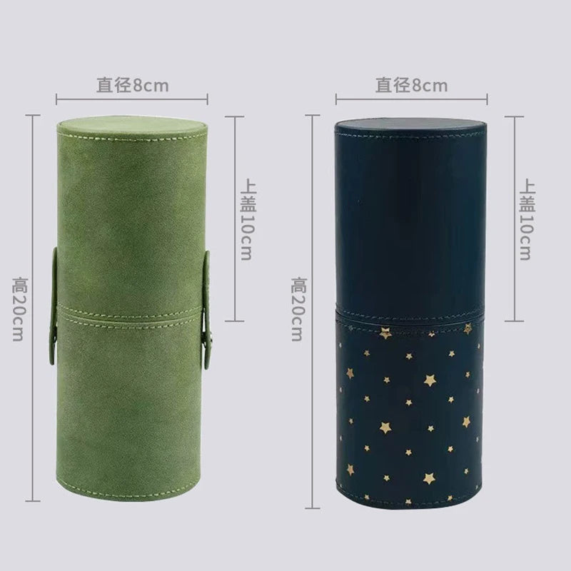 Portable PU Leather Makeup Brush Holder Case – Waterproof Travel Makeup Brush Organizer