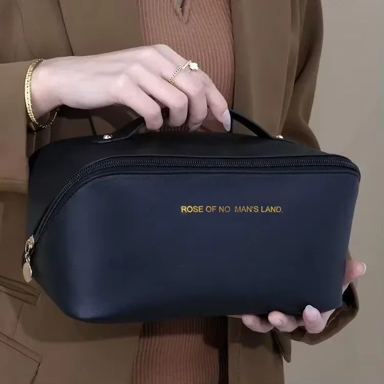 Makeup Organizer Bag – PU Leather Travel Cosmetic & Toiletry Storage Case with Zipper for Women